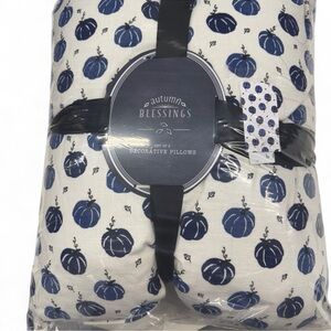 Set of 2 Blue Pumpkin Accent Pillow